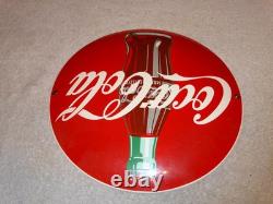 Vintage Coca Cola Soda Bottle Trademark Reg. 12 Domed Porcelain Metal Gas Sign