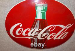 Vintage Coca Cola Soda Bottle Trademark Reg. 12 Domed Porcelain Metal Gas Sign