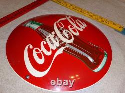 Vintage Coca Cola Soda Bottle Trademark Reg. 12 Domed Porcelain Metal Gas Sign