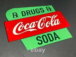 Vintage Coca Cola Soda Pharmacy Drug Rx Die-cut 12 Metal Advertising Store Sign