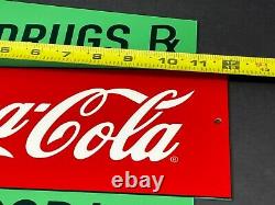 Vintage Coca Cola Soda Pharmacy Drug Rx Die-cut 12 Metal Advertising Store Sign