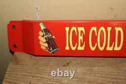 Vintage Coca Cola Soda Pop Store 32 Door Push Pull Bar Porcelain Metal Sign
