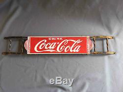 Vintage Coca-Cola Soda Porcelain Advertising Grocery Store Door Push Bar Sign