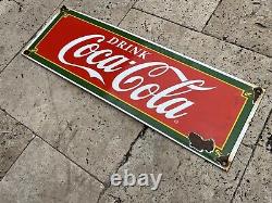 Vintage Coca Cola Soda Porcelain Metal Advertising Fountain Beverage Gas Sign
