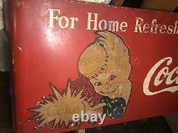 Vintage Coca Cola Sprite Boy Bag Holder Soda Pop Gas Oil Metal Sign