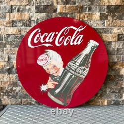 Vintage Coca-Cola Sprite Boy Heavy Metal Sign Rare 1950s Style 19.7 (50cm)