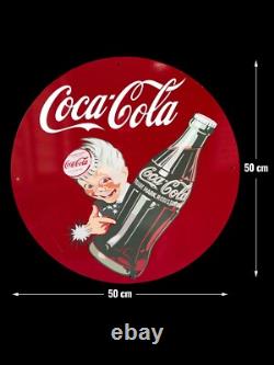 Vintage Coca-Cola Sprite Boy Heavy Metal Sign Rare 1950s Style 19.7 (50cm)