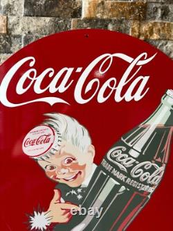 Vintage Coca-Cola Sprite Boy Heavy Metal Sign Rare 1950s Style 19.7 (50cm)