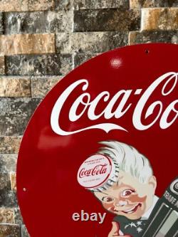 Vintage Coca-Cola Sprite Boy Heavy Metal Sign Rare 1950s Style 19.7 (50cm)