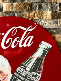 Vintage Coca-Cola Sprite Boy Heavy Metal Sign Rare 1950s Style 19.7 (50cm)