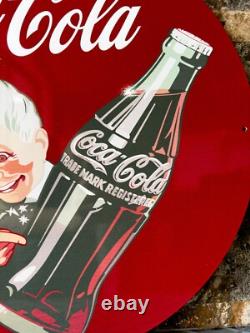 Vintage Coca-Cola Sprite Boy Heavy Metal Sign Rare 1950s Style 19.7 (50cm)