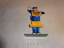 Vintage Coca Cola Stand-up Policeman Slow School Zone 12 Metal Soda Cop Sign
