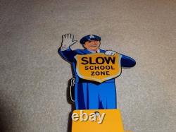 Vintage Coca Cola Stand-up Policeman Slow School Zone 12 Metal Soda Cop Sign