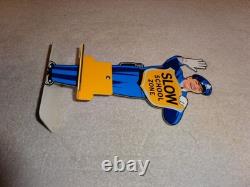 Vintage Coca Cola Stand-up Policeman Slow School Zone 12 Metal Soda Cop Sign