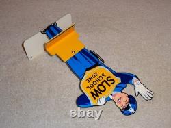 Vintage Coca Cola Stand-up Policeman Slow School Zone 12 Metal Soda Cop Sign