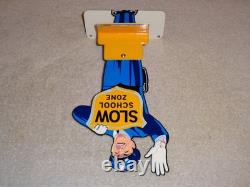 Vintage Coca Cola Stand-up Policeman Slow School Zone 12 Metal Soda Cop Sign