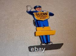 Vintage Coca Cola Stand-up Policeman Slow School Zone 12 Metal Soda Cop Sign