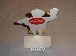 Vintage Coca Cola Stand-up Policeman Slow School Zone 12 Metal Soda Cop Sign
