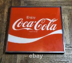 Vintage Coca Cola Store Front Vinyl/Plastic Sign In Original Metal Frame 25x22