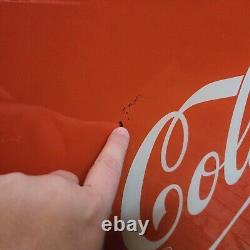 Vintage Coca Cola Store Front Vinyl/Plastic Sign In Original Metal Frame 25x22