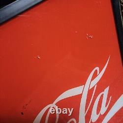 Vintage Coca Cola Store Front Vinyl/Plastic Sign In Original Metal Frame 25x22