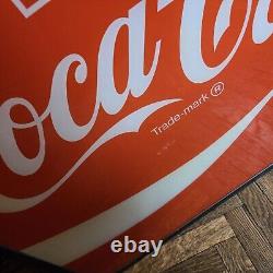 Vintage Coca Cola Store Front Vinyl/Plastic Sign In Original Metal Frame 25x22