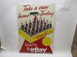 Vintage Coca Cola Take A Case Home Today 1957 Sign Excellent Condition