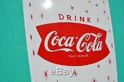 Vintage Coca Cola Tealdrink Cup Fishtail Soda Sign Super Collectable Scarce