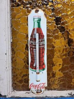 Vintage Coca Cola Thermometer Porcelain Sign Coke Soda Pop Drink Soft Beverage