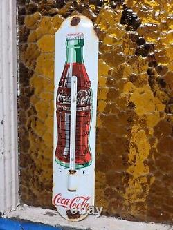 Vintage Coca Cola Thermometer Porcelain Sign Coke Soda Pop Drink Soft Beverage