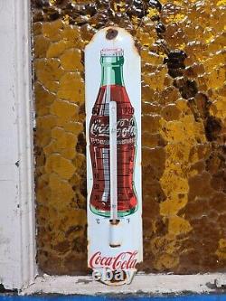 Vintage Coca Cola Thermometer Porcelain Sign Coke Soda Pop Drink Soft Beverage