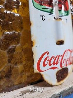 Vintage Coca Cola Thermometer Porcelain Sign Coke Soda Pop Drink Soft Beverage