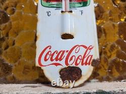 Vintage Coca Cola Thermometer Porcelain Sign Coke Soda Pop Drink Soft Beverage