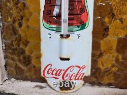 Vintage Coca Cola Thermometer Porcelain Sign Coke Soda Pop Drink Soft Beverage