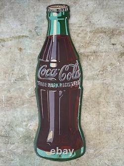 Vintage Coca Cola Tin Bottle Sign AM 11/53