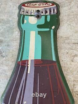 Vintage Coca Cola Tin Bottle Sign AM 11/53