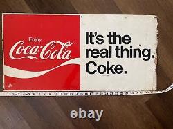 Vintage Coca-Cola Tin Sign Its The Real Thing 1970s STAMPED MCA Ad Collectible