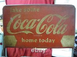 Vintage Coca Cola Wheeled Heavy Metal Foldable Store Display Rack Stand Cart