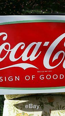 Vintage Coca Cola White with Red Fishtail Sled Sign