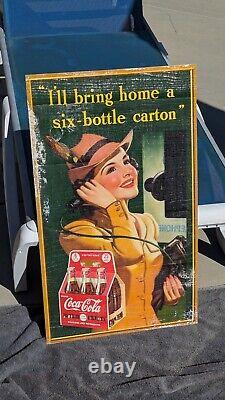 Vintage Coca Cola cardboard Poster sign 1940 Vintage Coke 16x27 Original Antique