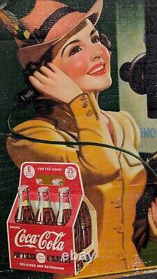 Vintage Coca Cola cardboard Poster sign 1940 Vintage Coke 16x27 Original Antique
