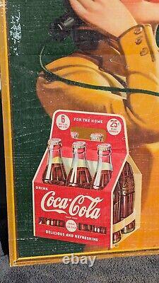 Vintage Coca Cola cardboard Poster sign 1940 Vintage Coke 16x27 Original Antique