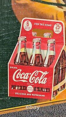 Vintage Coca Cola cardboard Poster sign 1940 Vintage Coke 16x27 Original Antique