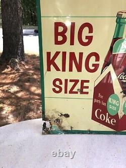 Vintage Coca Cola-fish Tail Metal Sign Big King Size Take Home A Carton 1958