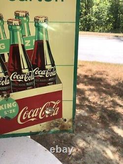 Vintage Coca Cola-fish Tail Metal Sign Big King Size Take Home A Carton 1958