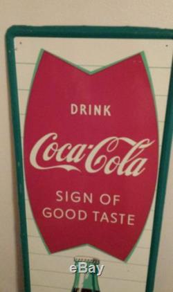 Vintage Coca Cola rare Vertical Fishtail sign