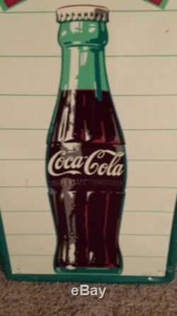 Vintage Coca Cola rare Vertical Fishtail sign