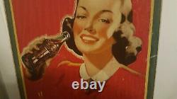 Vintage Coca Cola sign original 1940s sign advertising Girl Coke vintage 1941