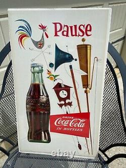 Vintage Coca-cola 1955 Cardboard Sign Pause