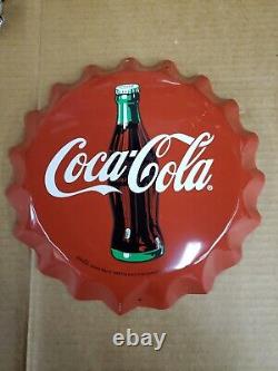 Vintage Coca cola Bottle Cap Sign C